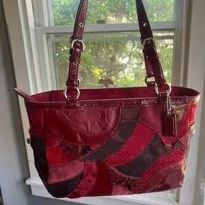 Y2K 2000s Coach Mosaic Patchwork Signature C Monogram Gallery Tote Shoulder bag